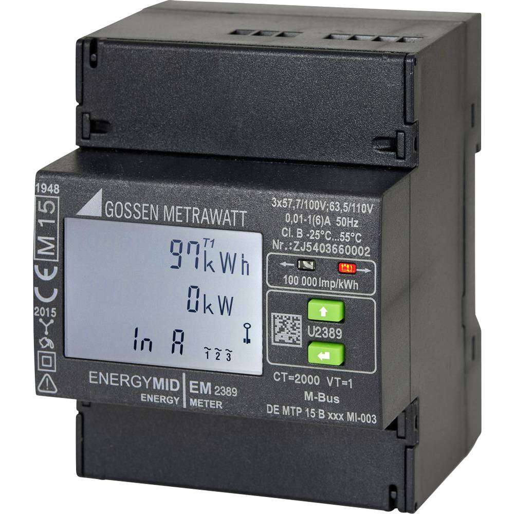 Gossen Metrawatt U2387-V012 kWh-meter 3-fasen met S0-interface Digitaal Conform MID: Ja 1 stuk(s)
