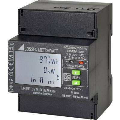 Gossen Metrawatt U2389-V015 kWh-meter 3-fasen met S0-interface  Digitaal  Conform MID: Ja  1 stuk(s)