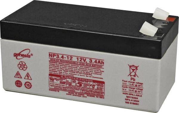 EnerSys Genesis Loodaccu 12 V 3.4 Ah Loodvlies (AGM) (b x h x d) 134 x 67 x 67 mm Kabelschoen 6.35 mm Onderhoudsvrij, VDS-certificering, Geringe zelfontlading, Cyclusbestendig