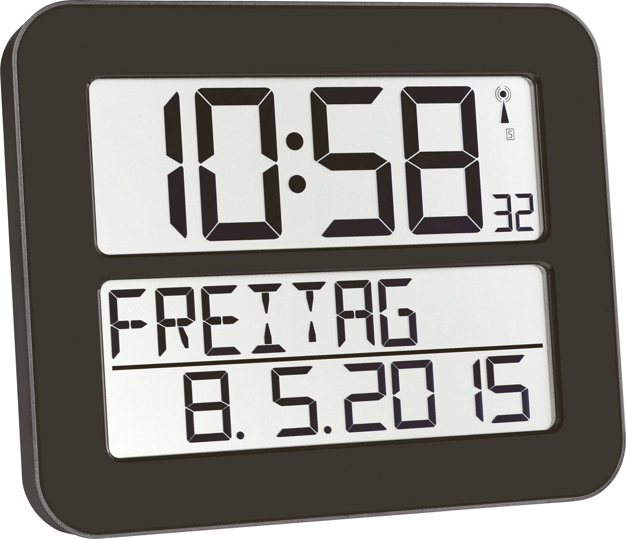 Digitale wandklok toont de tijd '10:58', de weekdag 'vrijdag' en de datum '8-5-2015'.