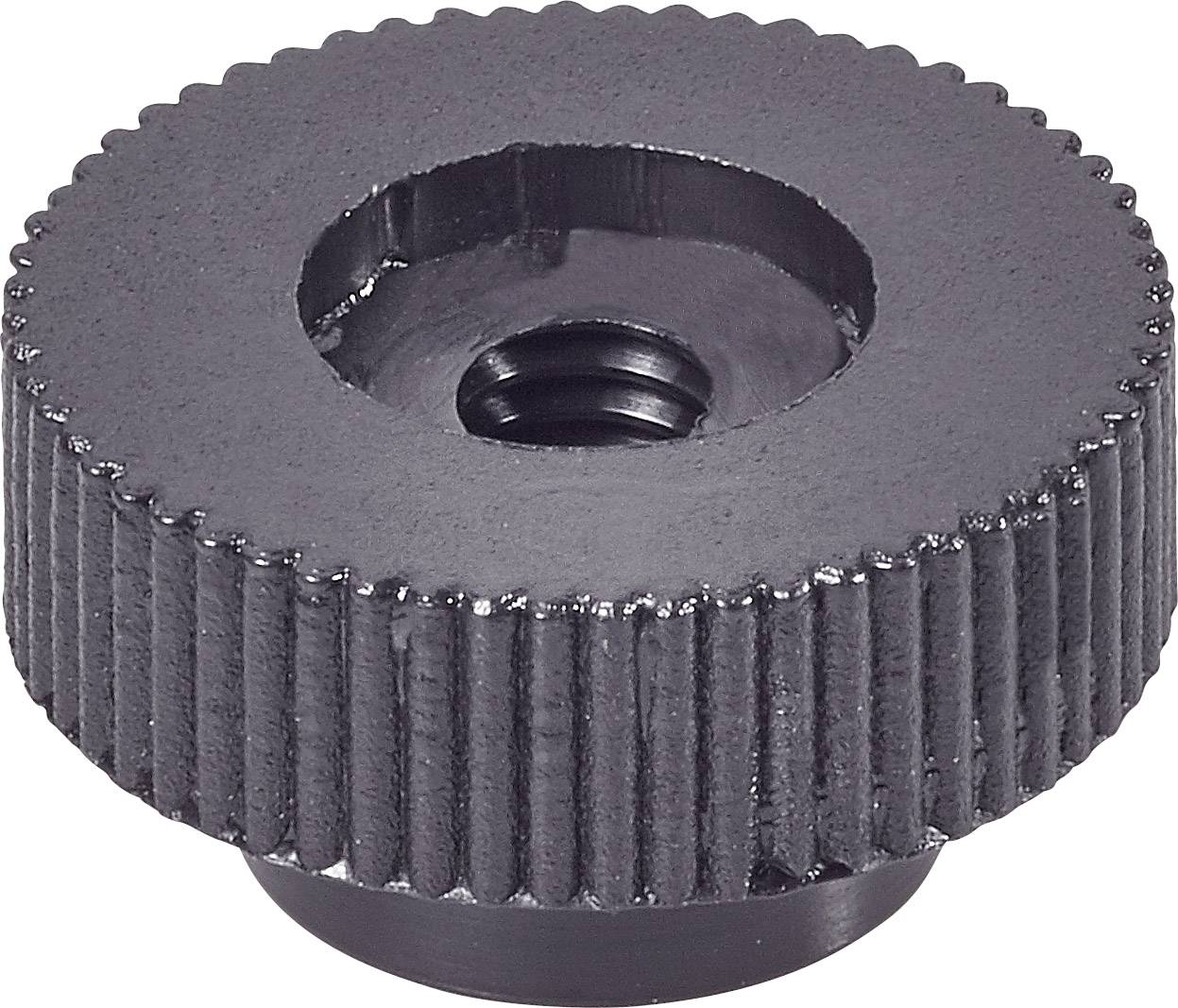 Metalen getande wiel met een ronde, geprofileerde oppervlakte en een centraal schroefdraadgat, geschikt voor aanpassingen en bevestigingen.