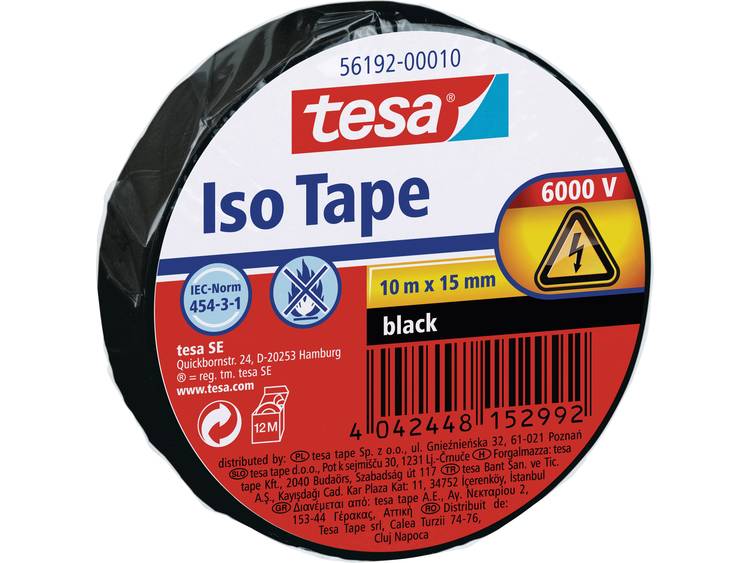 TESA (l x b) 10 m x 15 mm Zwart Inhoud: 1 rollen