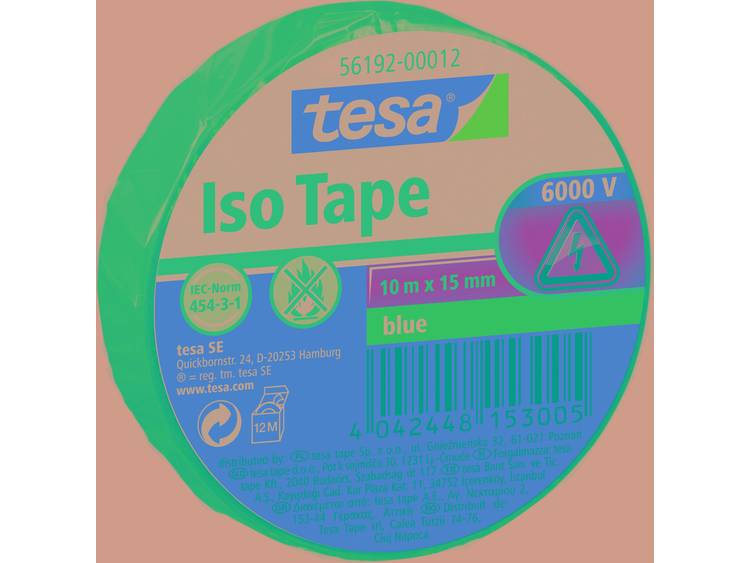 TESA (l x b) 10 m x 15 mm Blauw Inhoud: 1 rollen