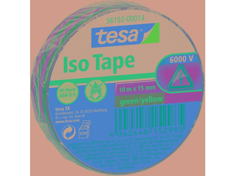 TESA (l x b) 10 m x 15 mm Groen-geel Inhoud: 1 rollen