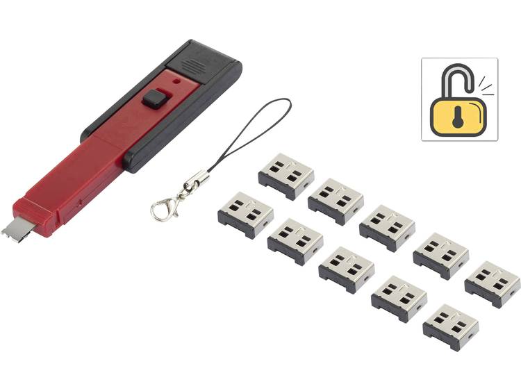 renkforce USB 2.0 Adapter [ ] Zwart-rood USB-poortblocker