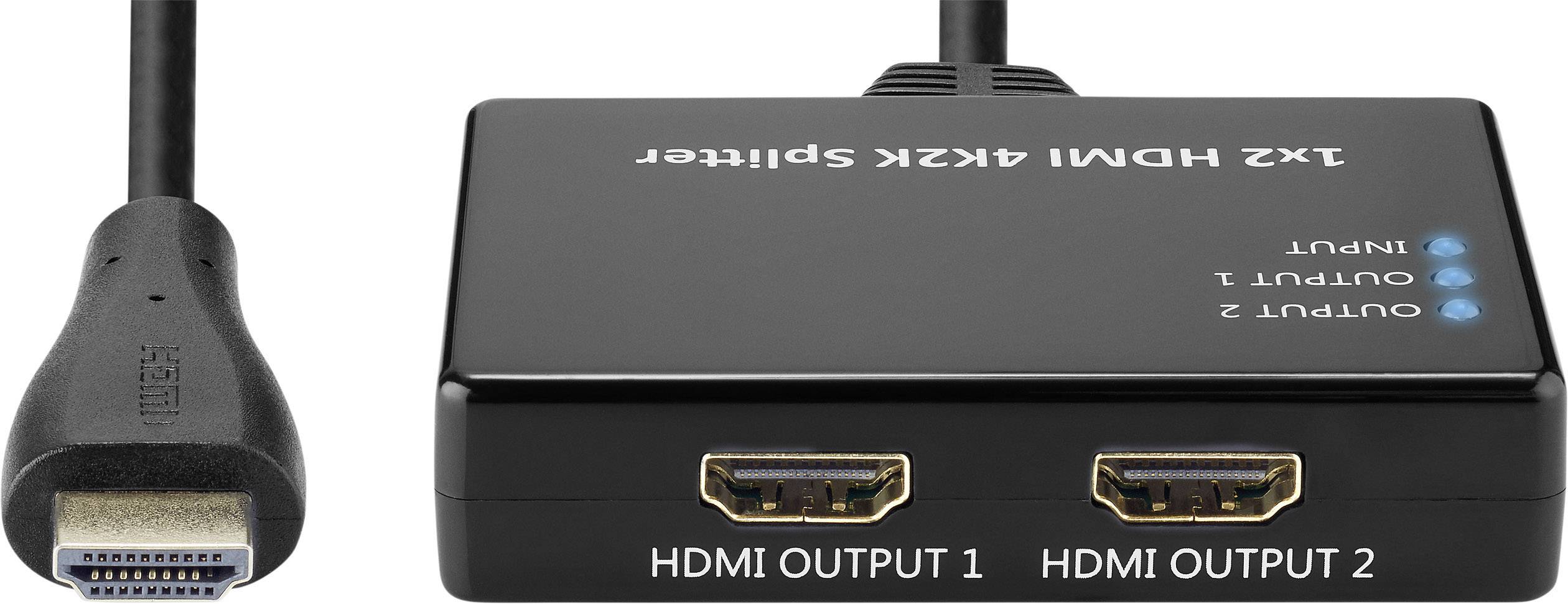 2 poorten HDMIsplitter Basetech Ultra HDgeschikt 3840 x 2160 pix