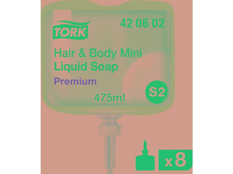 Tork Premium Hair & Body mini 475 mldoos a 8 flacons blauw