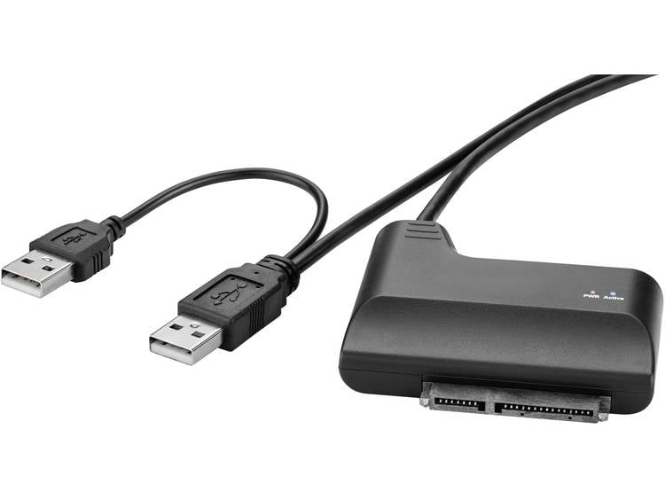 renkforce Harde schijf Adapter [1x USB 2.0 stekker A 1x SATA-combi-stekker 15+7-polig] 0.30 m Zwart
