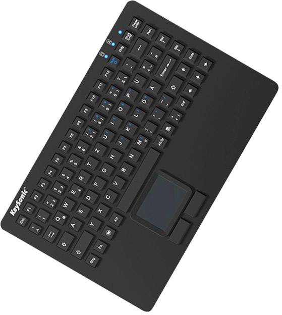 Keysonic KSK-5230 IN (DE) Toetsenbord USB QWERTZ, Duits Zwart Spatwaterdicht, Geïntegreerd touchpad, Muisknoppen-1