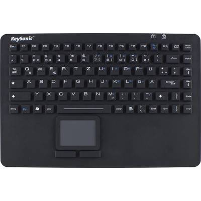 Keysonic KSK-5230 IN (DE) Toetsenbord USB QWERTZ, Duits Zwart Spatwaterdicht, Geïntegreerd touchpad, Muisknoppen-0