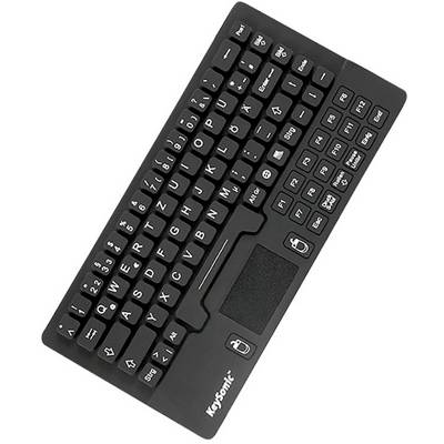 Keysonic KSK-5031IN (DE) Toetsenbord USB QWERTZ, Duits Zwart Spatwaterdicht, Geïntegreerd touchpad, Muisknoppen-0