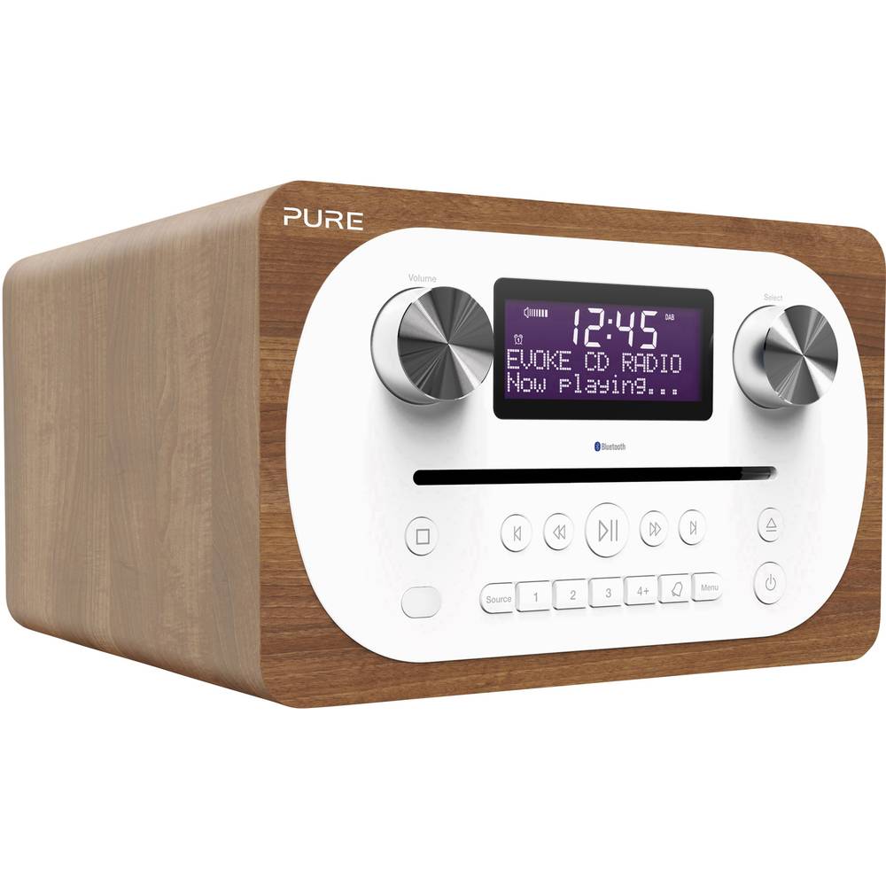Pure Evoke C-D4 Compact CD Speler DAB+ Radio - Bluetooth - Walnoot/Wit