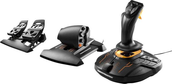 Thrustmaster T16000M FCS Flight Pack Vliegsimulator joystick USB PC Zwart Incl. pedaal, Incl. schuifregelaar
