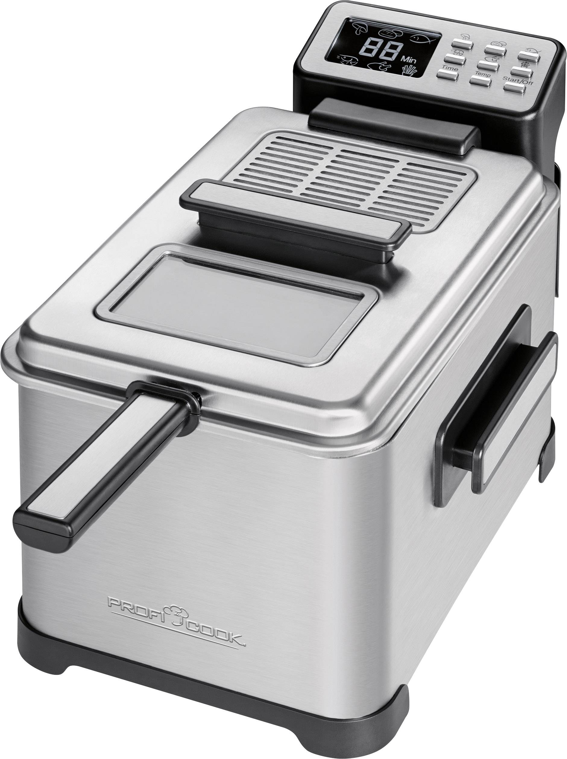 Profi Cook PCFR 10 Frituurpan 2500 W Met display RVS, Zwart Conrad.nl