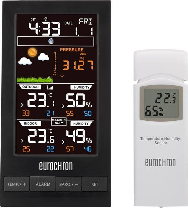 Eurochron  EFWS S250 Draadloos weerstation Verwachting voor 12 tot 24 uur Aantal sensoren max.: 1