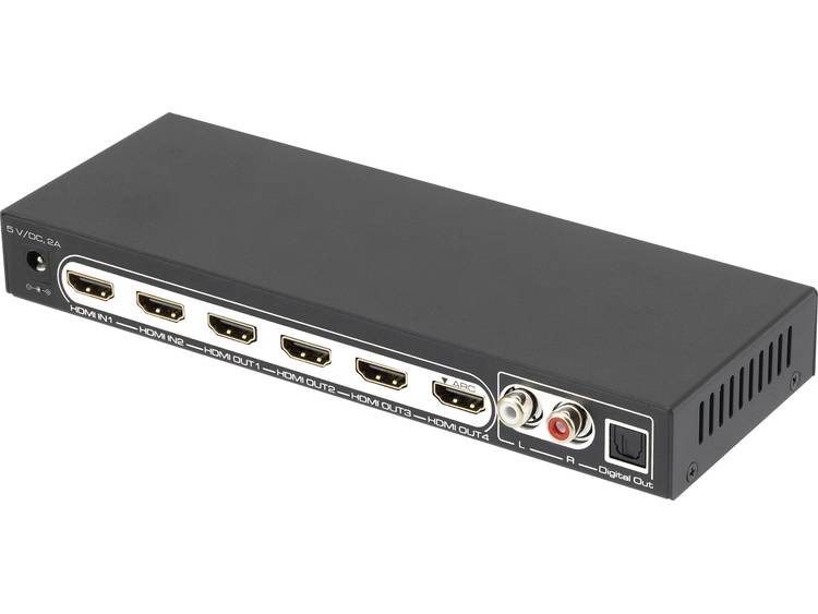 4 poorten HDMI-splitter SpeaKa Professional met audiopoorten, met afstandsbediening 3840 x 2160 pix 