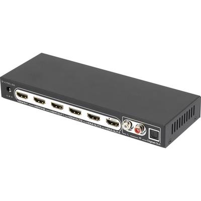 SpeaKa Professional  4 poorten HDMI-splitter Met audiopoorten, Met afstandsbediening 3840 x 2160 Pixel Zwart 