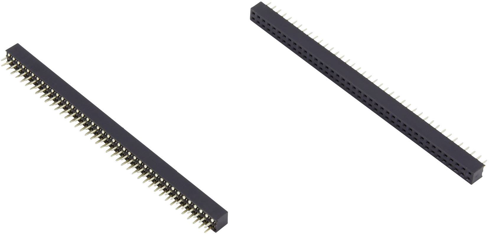 Twee rijen 40-pins striptasten; zij dienen als elektrische verbindingen op printplaten in elektronische apparaten.