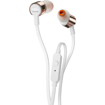 JBL T210 In Ear oordopjes   Kabel  Rose gold  Headset, Volumeregeling