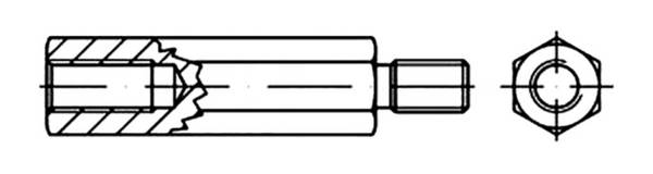 TOOLCRAFT  Zeskantige afstandsbout 100 mm Staal (verzinkt)  155361 100 stuk(s)