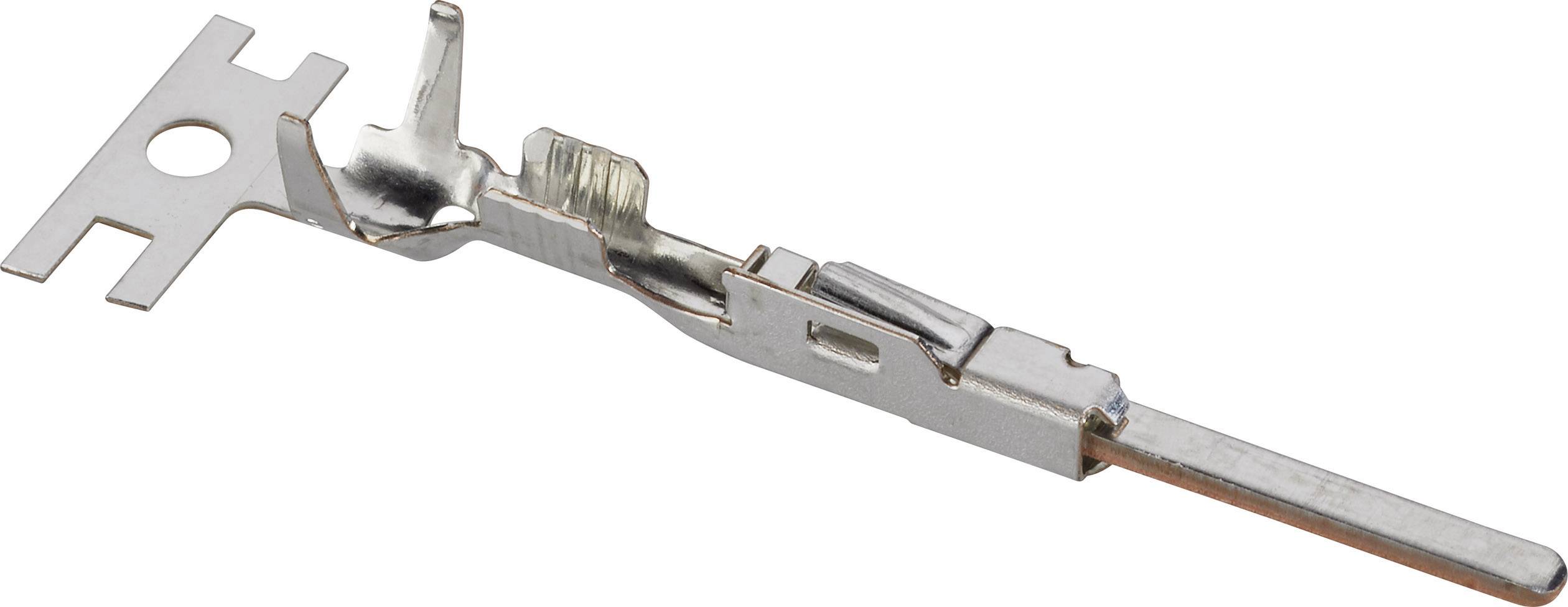 Metalen contactpin met meerdere gebogen en platte elementen, vermoedelijk bedoeld voor elektrische aansluiting in een stekker.