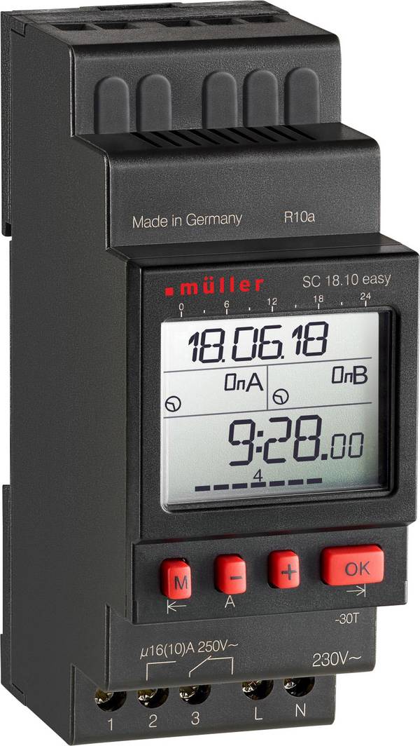 Müller SC 18.10 easy 230V 50-60Hz DIN-rail schakelklok  230 V/AC 4000 W