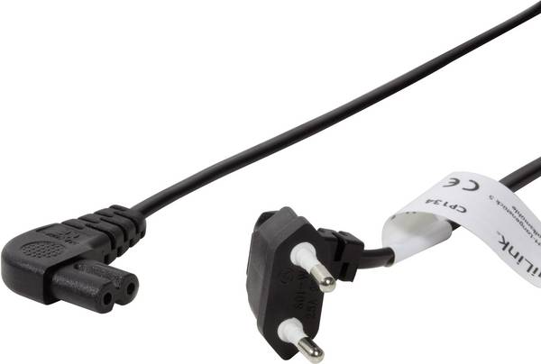 LogiLink Stroom Aansluitkabel [1x Euro-stekker - 1x Apparaatstekker C8] 0.75 m Zwart