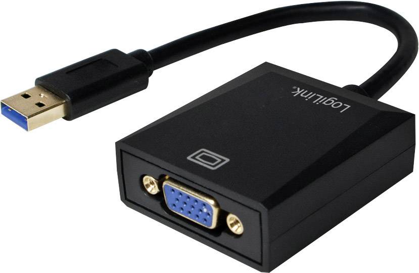 LogiLink UA0231 USB / VGA Adapter [1x USB 3.2 Gen 1 stekker A (USB 3.0) - 1x VGA-bus] Zwart 10.00 cm