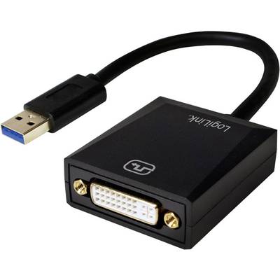 LogiLink UA0232 USB / DVI Adapter [1x USB 3.2 Gen 1 stekker A (USB 3.0) - 1x DVI-bus 24+5-polig] Zwart  10.00 cm