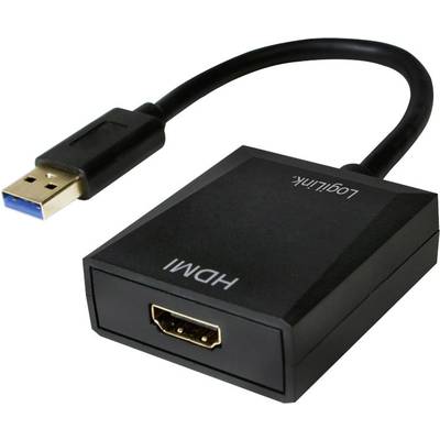 LogiLink UA0233 USB / HDMI Adapter [1x USB 3.2 Gen 1 stekker A (USB 3.0) - 1x HDMI-bus] Zwart  10.00 cm