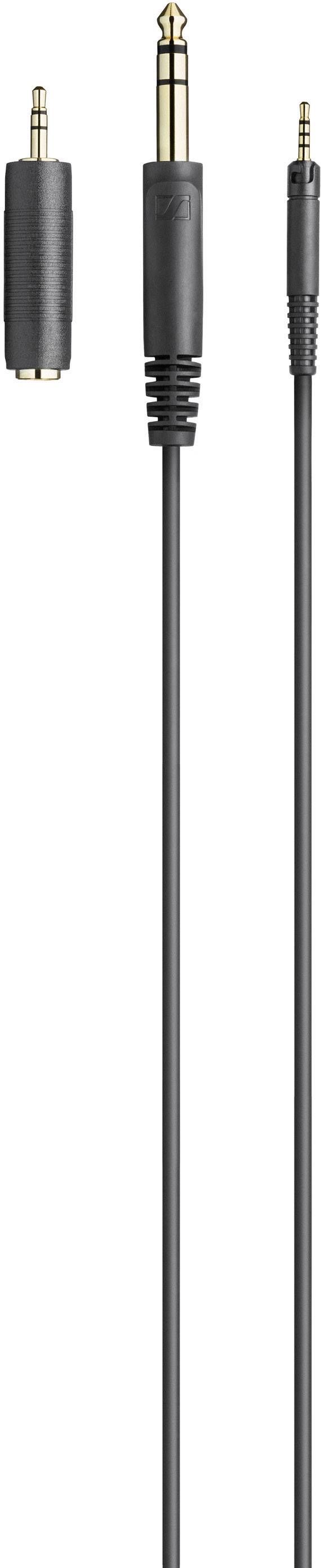 Kabel met drie verschillende audio-aansluitingen: 1/4-inch-stekker, 1/8-inch-bus en 1/8-inch-stekker. Ideaal voor muziekapparatuur.