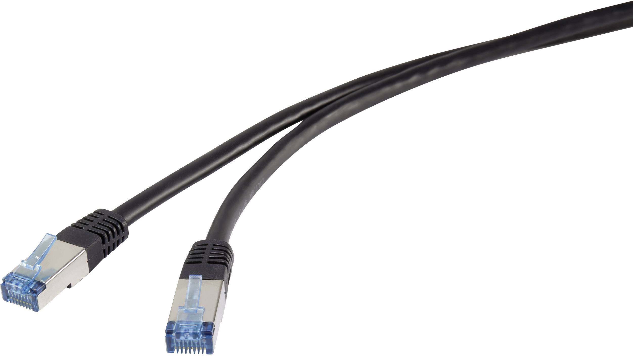 Renkforce RF-4673686 RJ45 Nätverk Anslutningskabel CAT 6A S/STP 1.00 m Svart UV-beständig