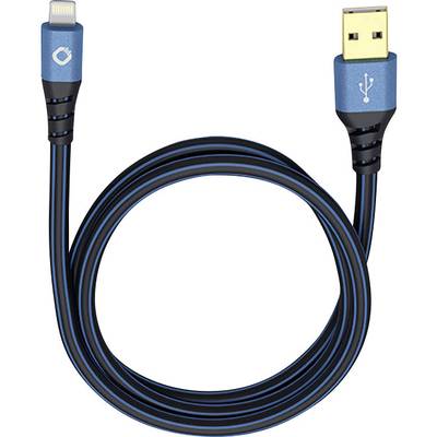 Oehlbach Apple iPad/iPhone/iPod Aansluitkabel [1x USB-A 2.0 stekker - 1x Apple dock-stekker Lightning] 3.00 m Blauw, Zwa