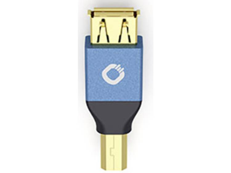Oehlbach USB 2.0 Adapter [1x USB 2.0 stekker B 1x USB 2.0 bus A] Blauw Vergulde steekcontacten