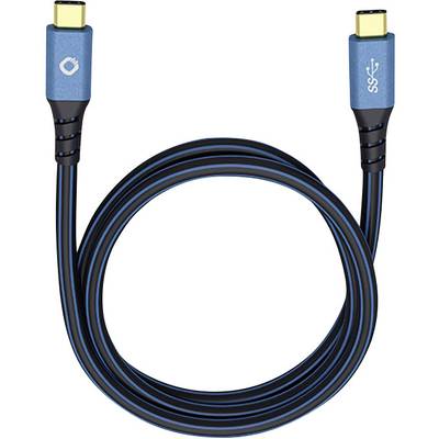 Oehlbach USB Plus CC USB 3.2 Gen 1 (USB 3.0)  [1x USB-C stekker - 1x USB-C stekker] 0.50 m Blauw Vergulde steekcontacten