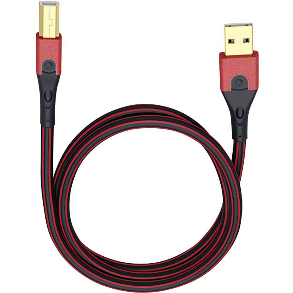 Oehlbach USB Evolution B USB 2.0 [1x USB-A 2.0 stekker - 1x USB-B 2.0 stekker] 0.50 m Rood/zwart Vergulde steekcontacten