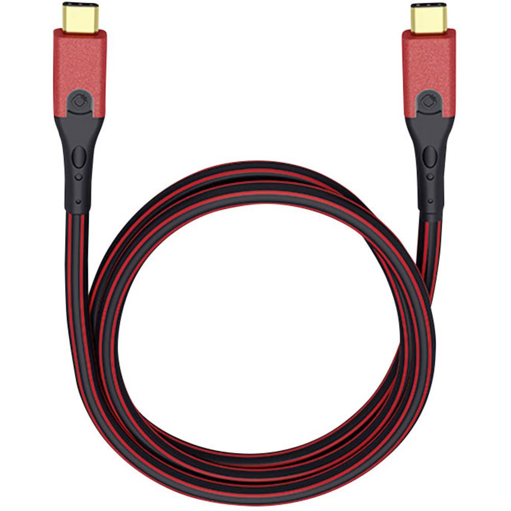 Oehlbach USB Evolution CC USB 3.2 Gen 1 (USB 3.0) [1x USB-C stekker - 1x USB-C stekker] 3.00 m Rood/zwart Vergulde steekcontacten