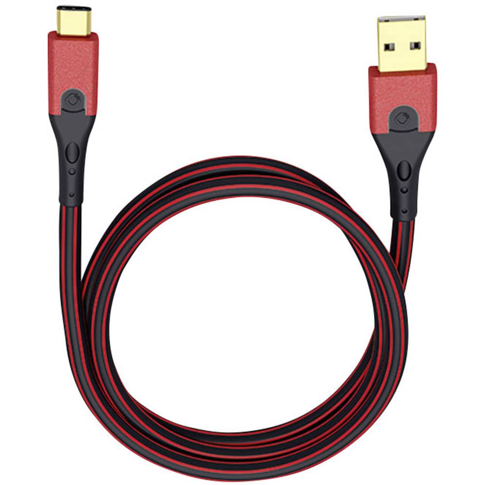 USB 3.2 Gen 1 (USB 3.0) [1x USB 3.2 Gen 1 stekker A (USB 3.0) - 1x USB-C® stekker] 1.00 m Rood/zwart Vergulde steekcontacten Oehlbach USB Evolution C3