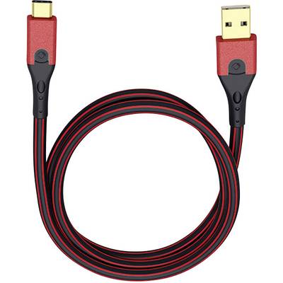 USB 3.2 Gen 1 (USB 3.0)  [1x USB 3.2 Gen 1 stekker A (USB 3.0) - 1x USB-C stekker] 3.00 m Rood/zwart Vergulde steekconta