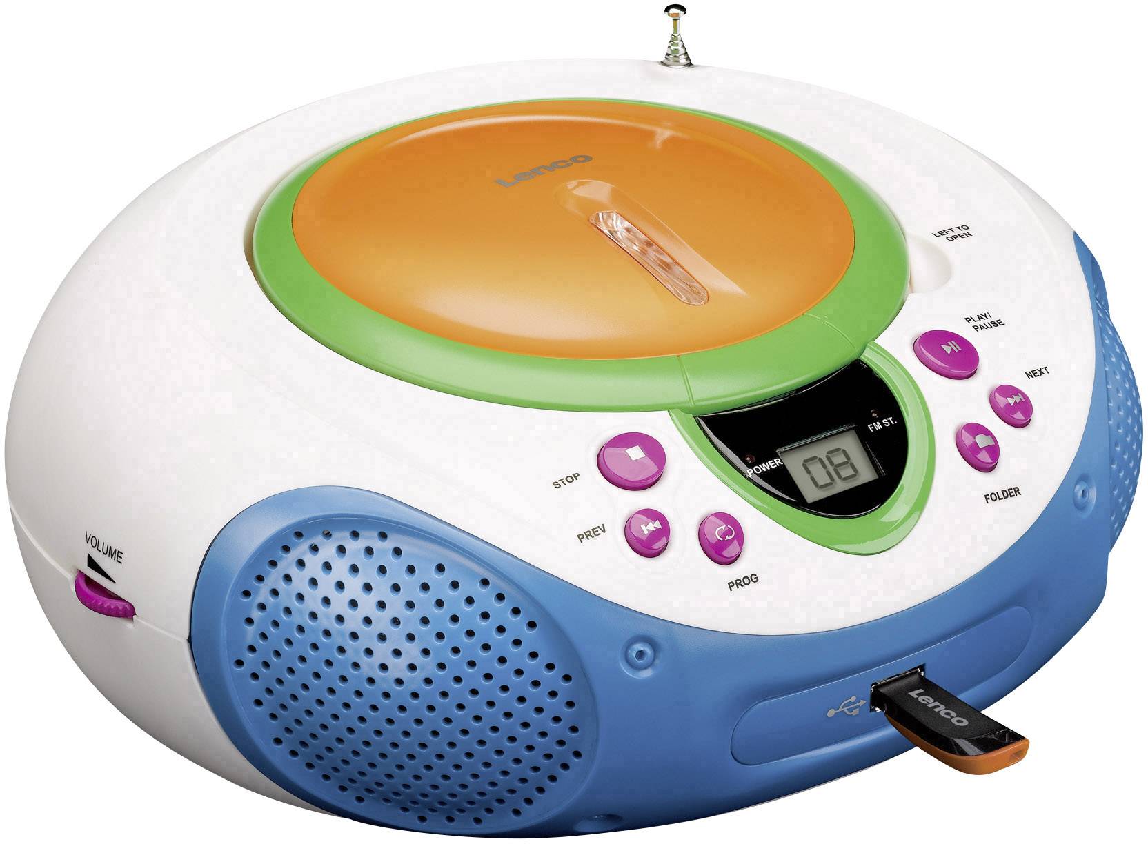 Lenco SCD40 USB Kids Kinder CDspeler AUX, CD, FM, USB Bont Conrad.nl
