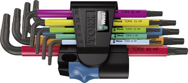 Wera Multicolour Binnen-Torx Haakse schroevendraaierset   T 8, T 9, T 10, T 15, T 20, T 25, T 27, T 30, T 40 9-delig