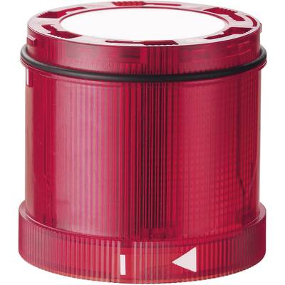 Rood cilindrisch behuizing, bovenaan met een witte oppervlakte. Gebruikt voor lichtsignalen of alarmsystemen.