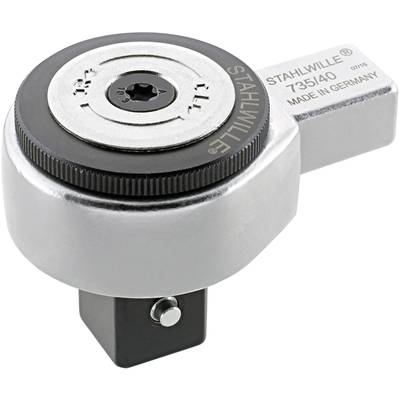 Momentsleuteladapter van metaal met zijdelingse vierkante aandrijving en opschrift 'Stahlwille T35/40, Made in Germany'.