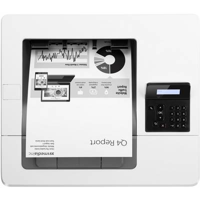 Printer met gedrukte pagina's die diagrammen en statistieken tonen, waaronder taartdiagrammen en lijngrafieken.