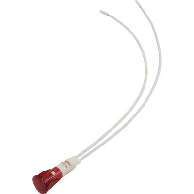 Rode controlelamp met twee witte aansluitdraden.