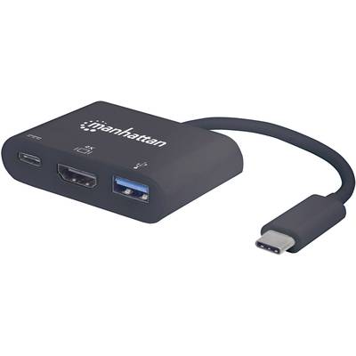 Manhattan 152037 USB / HDMI Adapter [1x USB-C stekker - 1x HDMI-bus, USB 3.2 Gen 1 bus A (USB 3.0), USB-C bus] Zwart UL 