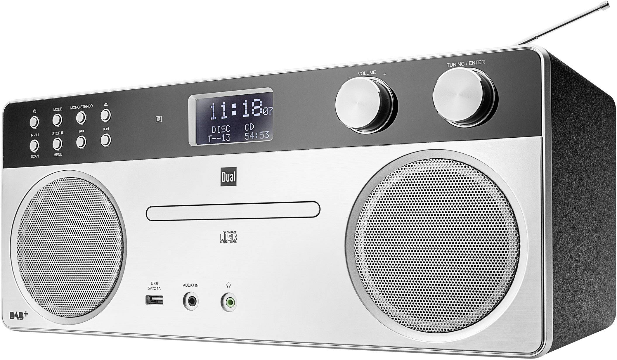 Dual DAB 555 Radio/CD-speler DAB+, FM AUX, Bluetooth, CD, USB Zilver ...