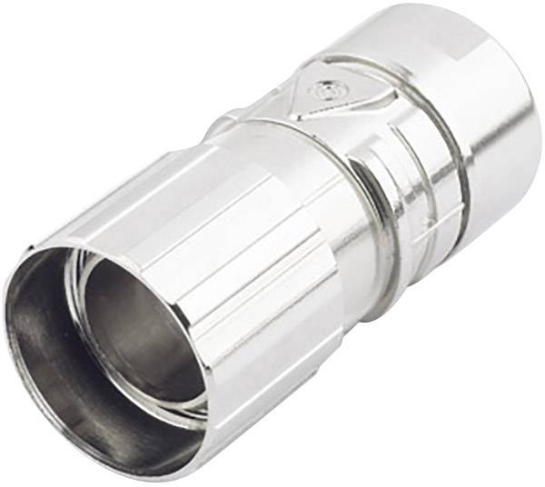 Metalen F-connector, geschikt voor coaxkabels, voor aansluiting in tv- en satellietinstallaties.