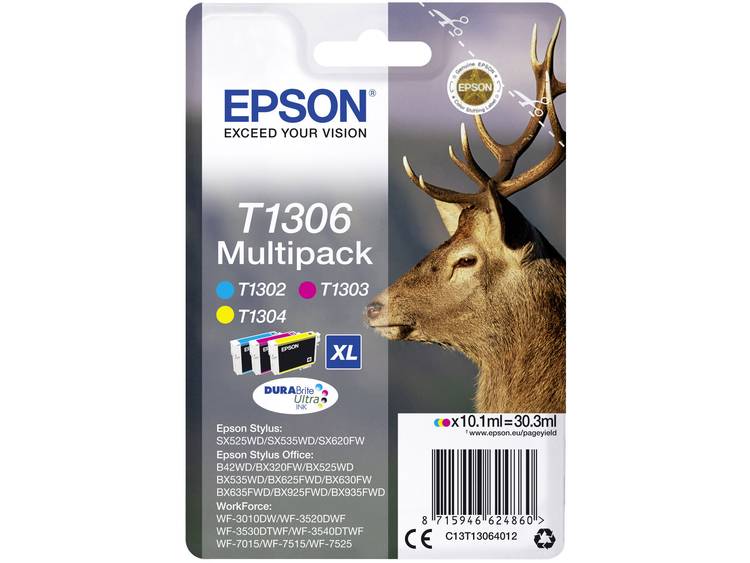 Epson Inkt T1306 Origineel Combipack Cyaan, Magenta, Geel C13T13064012