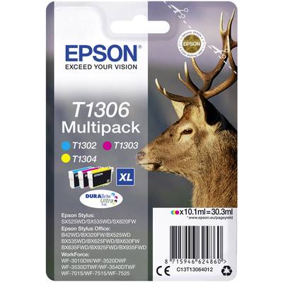 Epson Inktcartridge T1306 Origineel Combipack Cyaan, Magenta, Geel C13T13064012